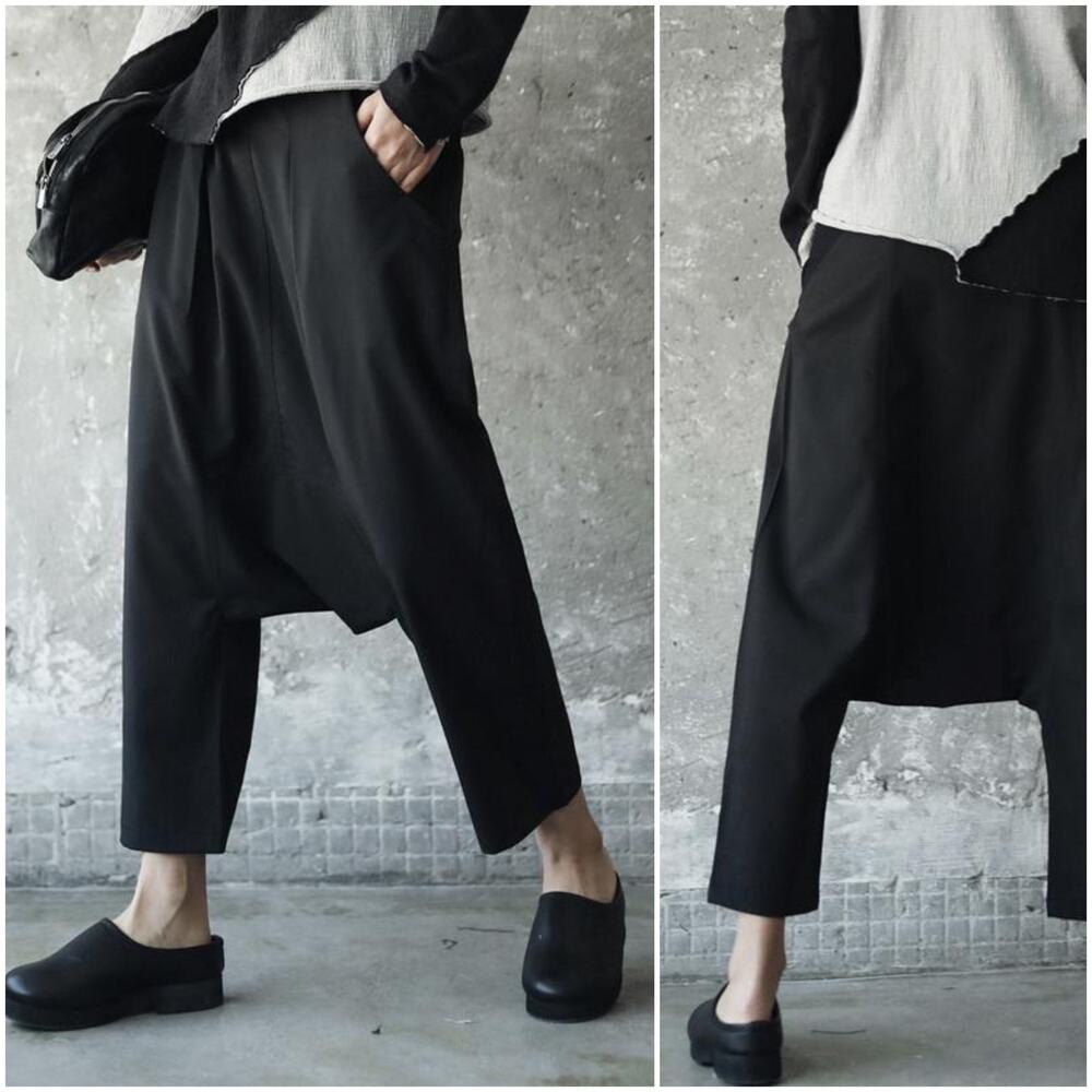 Marigold Shadows Drop Crotch yuuto wide leg pant in black Medium